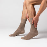 Load image into Gallery viewer, 3 Pairs Men's Nova Fine Stripe Cotton Socks - Brown/Natural