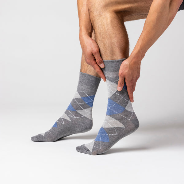 3 Paar Herren-Baumwollsocken mit Argyle-Muster – Denim
