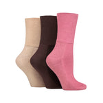 Load image into Gallery viewer, 3 Pairs Cushion Foot Bamboo Diabetic Socks - Pink Mix