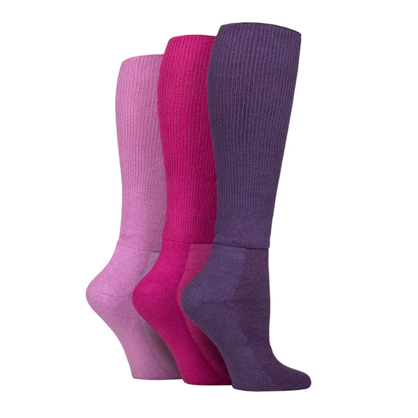 Lot de 3 paires de chaussettes en bambou pour diabétiques, longueur genou, coussinées - Mûre