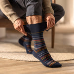 Load image into Gallery viewer, 3 Pairs Men's Cotton Socks -  Milano Stripe Black Mix