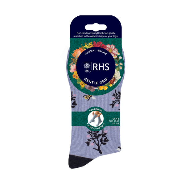 3 Paar Damen-RHS-Baumwollsocken – Blumen/Insekten