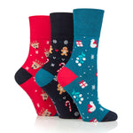 Load image into Gallery viewer, 3 Pairs Ladies Fun Feet Christmas Socks - Reindeer Mix