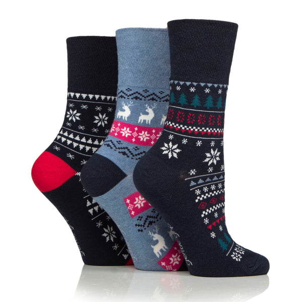 3 Paar Fun Feet Weihnachtssocken für Damen – Fairisle