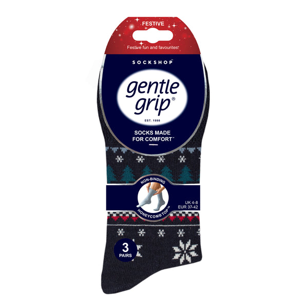 3 Paar Fun Feet Weihnachtssocken für Damen – Fairisle