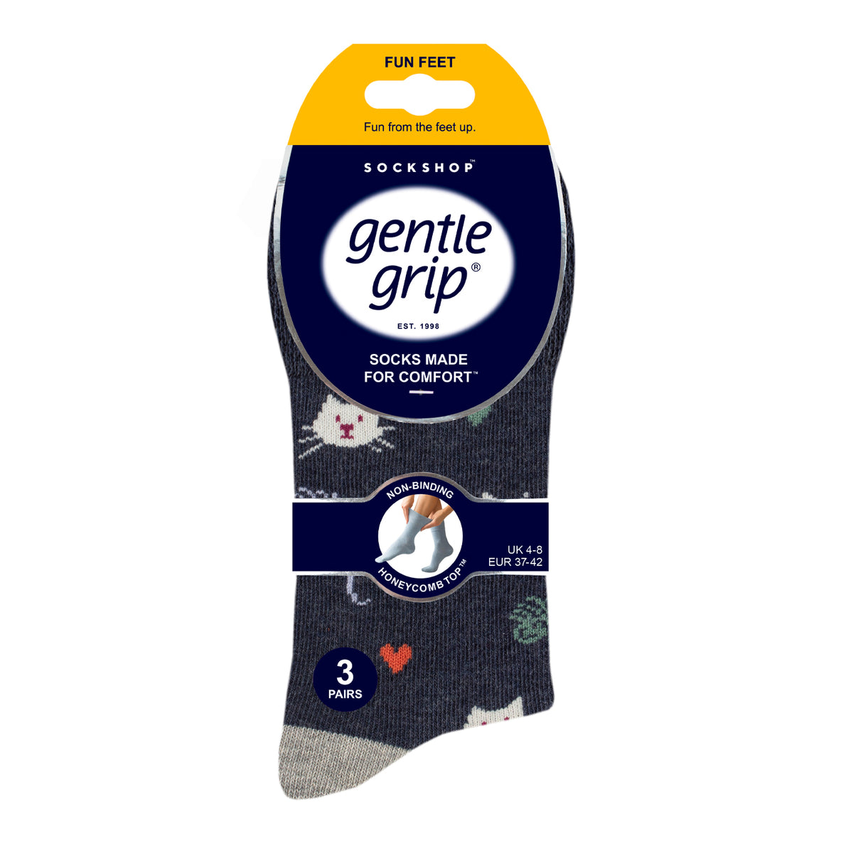 3 Pairs Ladies Fun Feet Cotton Socks - I'm a Cat Person
