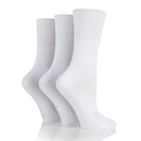 3 Pairs Ladies Plain Cotton Socks - White
