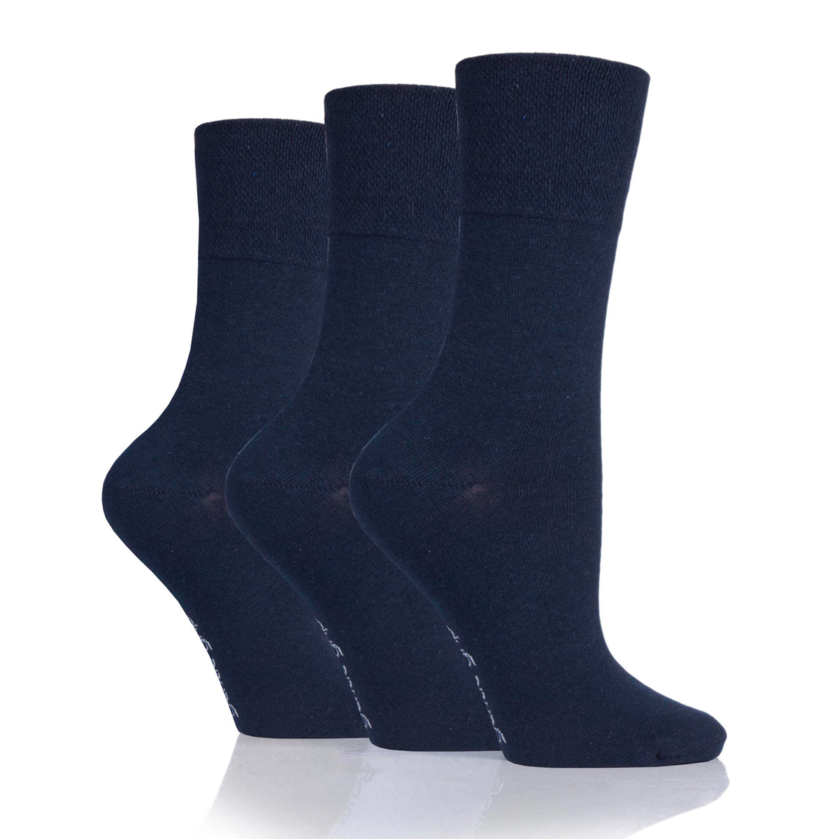 3 Pairs Ladies Plain Cotton Socks - Navy