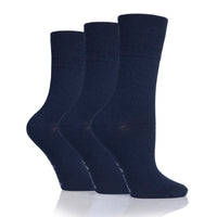 3 Pairs Ladies Plain Cotton Socks - Navy
