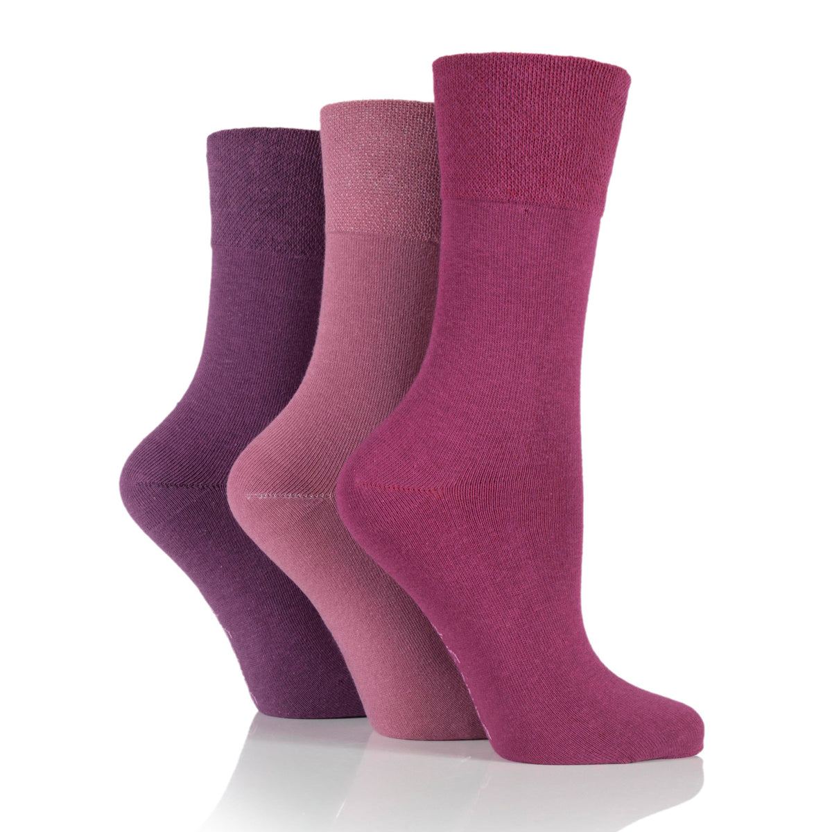 Pairs Ladies Plain Cotton Socks Pink/Purple – Gentle Grip
