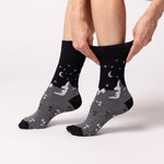 Load image into Gallery viewer, 3 Pairs Ladies Fun Feet Cotton Socks - To the Moon and Stars