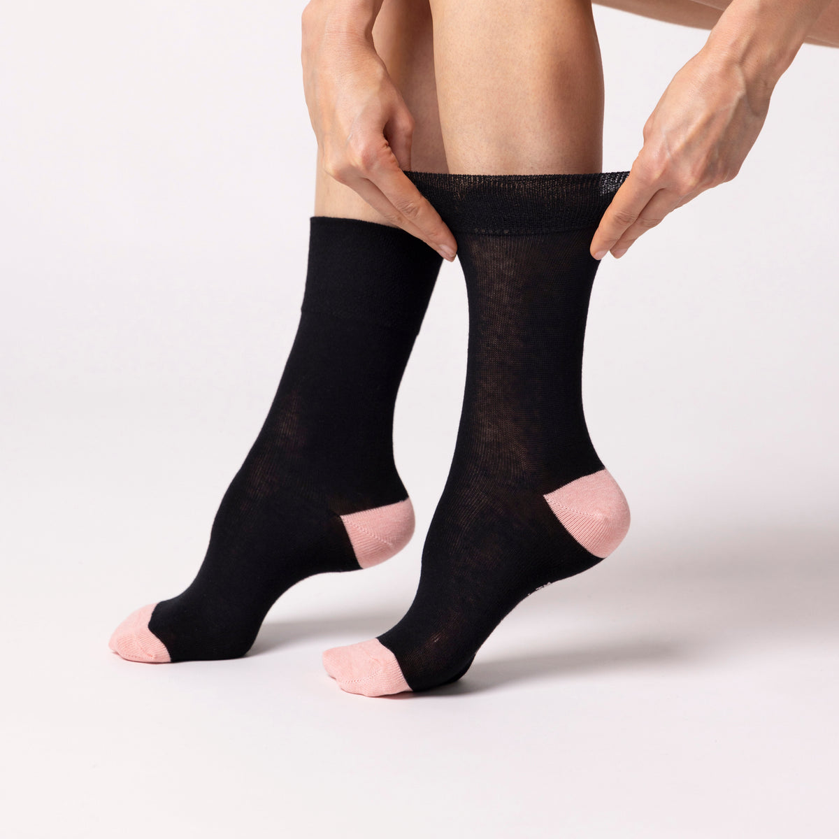 Pairs Ladies Seclude Contrast Heel Socks Black – Gentle Grip