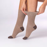 Load image into Gallery viewer, 3 Pairs Ladies Seclude Contrast Heel Socks - Brown