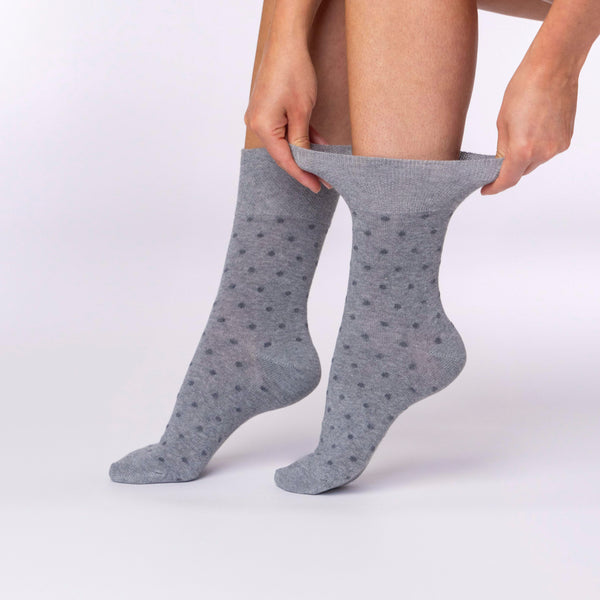 Lot de 3 paires de chaussettes en coton à pois numériques pour femme - Anthracite/Gris