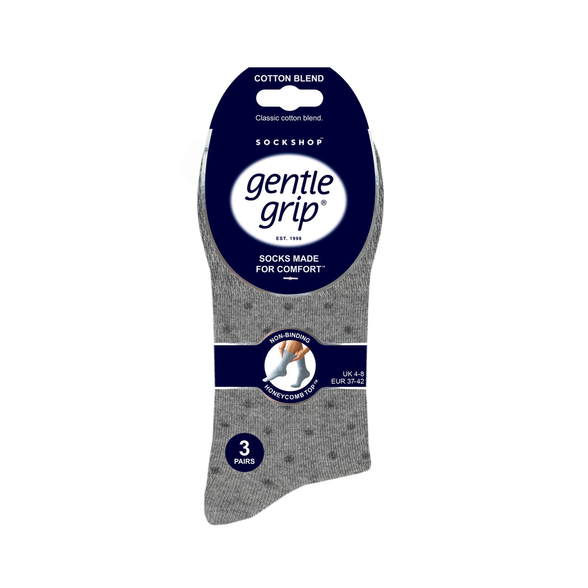 3 Pairs Ladies Digital Dots Cotton Socks - Charcoal/Grey