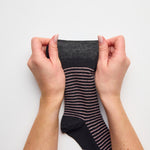 Load image into Gallery viewer, 3 Pairs Ladies Varsity Stripe Cotton Socks - Black