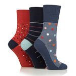 Load image into Gallery viewer, 3 Pairs Ladies Cotton Socks - Heritage Spot/Stripe