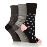Load image into Gallery viewer, 3 Pairs Ladies Cotton Socks - Assertive Graphic