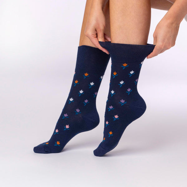 3 Pairs Ladies Cotton Socks - Graceful Garden