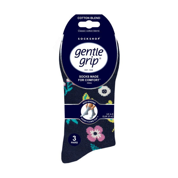 3 paires de chaussettes en coton pour femme - Motif floral bohème