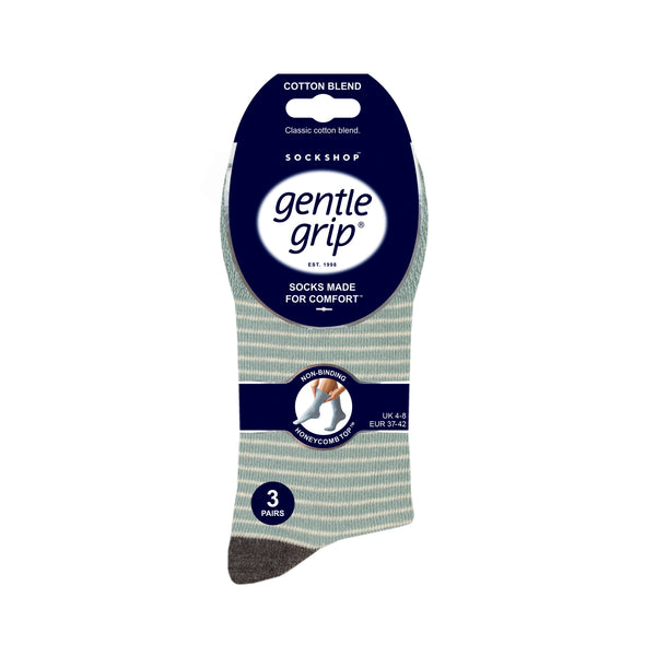 3 Pairs Ladies Cotton Socks - Reverie Stripe