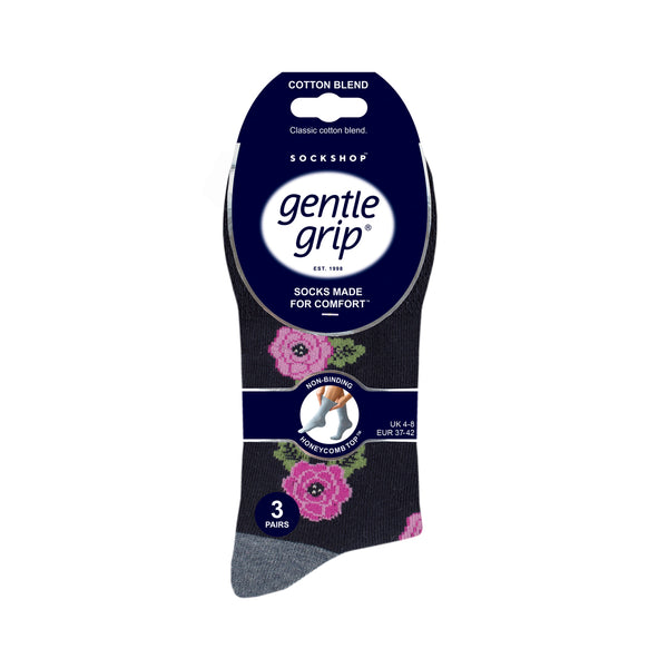 3 Pairs Ladies Cotton Socks - Opulent Blossom