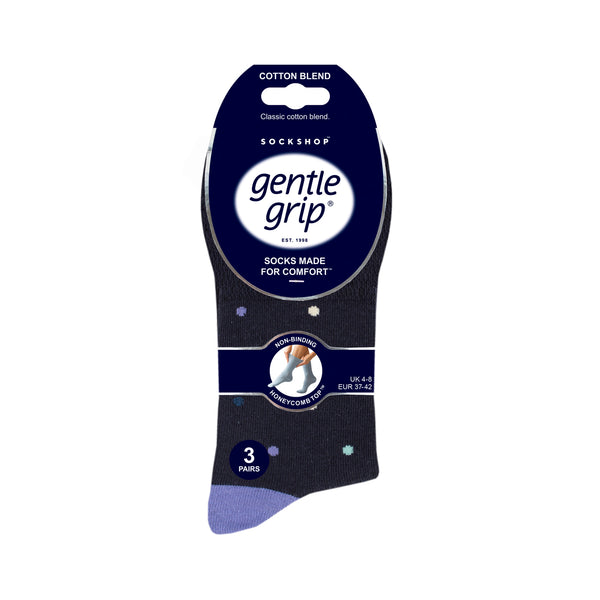 3 Pairs Ladies Cotton Socks - Eclipse Polka Dot