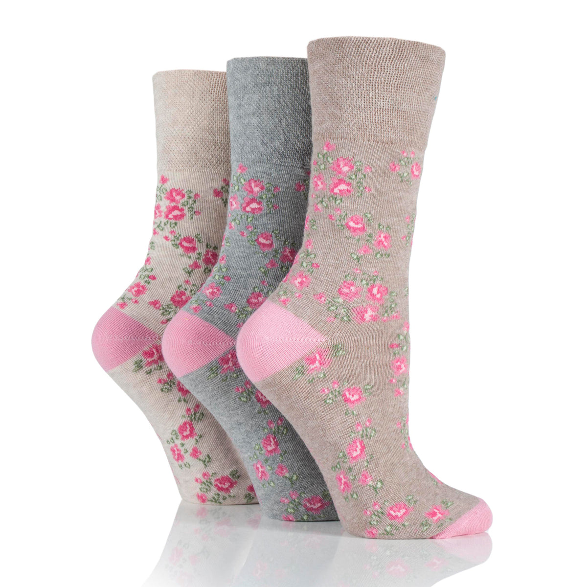 Pairs Ladies Plus Size Cotton Socks Vintage Rose – Gentle Grip