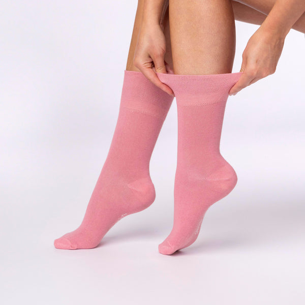 3 paires de chaussettes unies en coton pour femme - Corail et café