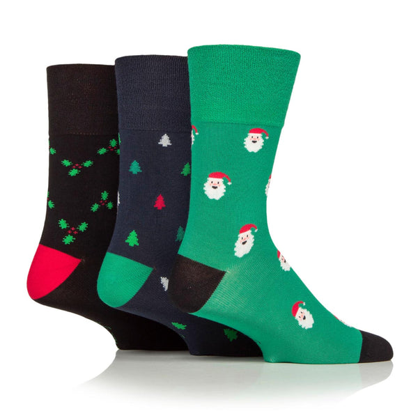 3 Paar Fun Feet Weihnachtssocken für Herren – Festliche Symbole