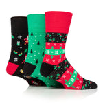 Load image into Gallery viewer, 3 Pairs Men's Fun Feet Christmas Socks - Holly Mix