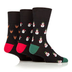 Load image into Gallery viewer, 3 Pairs Men's Fun Feet Christmas Socks - Reindeer/Snowman/Santa
