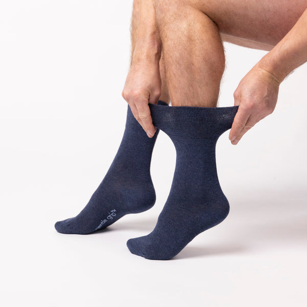 3 Paar Herrensocken aus Baumwolle, einfarbig, Blau-Mix