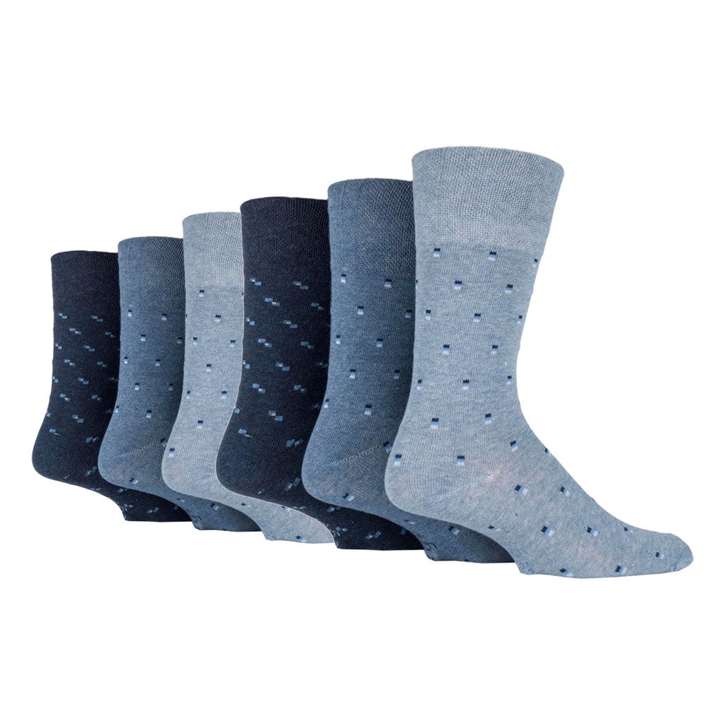 6 Pairs Men's Gentle Grip Cotton Socks - Suit Sock Blue