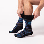 Load image into Gallery viewer, 3 Pairs Men's Cotton Socks - Stanley Stripe Navy