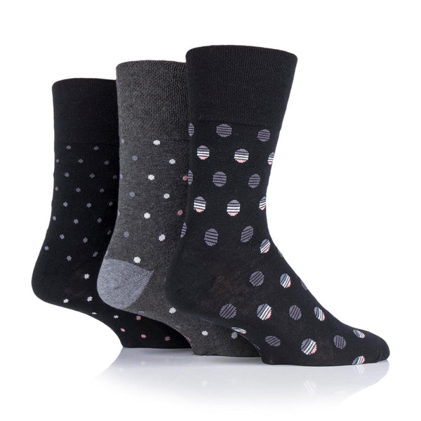 3 Paar Baumwollsocken für Damen in Übergröße – Polka Pop Schwarz