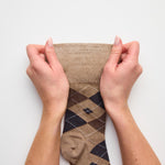 Load image into Gallery viewer, 3 Pairs Men's Argyle Cotton Socks - Leven Brown/Natural