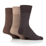 Load image into Gallery viewer, 3 Pairs Men's Nova Fine Stripe Cotton Socks - Brown/Natural