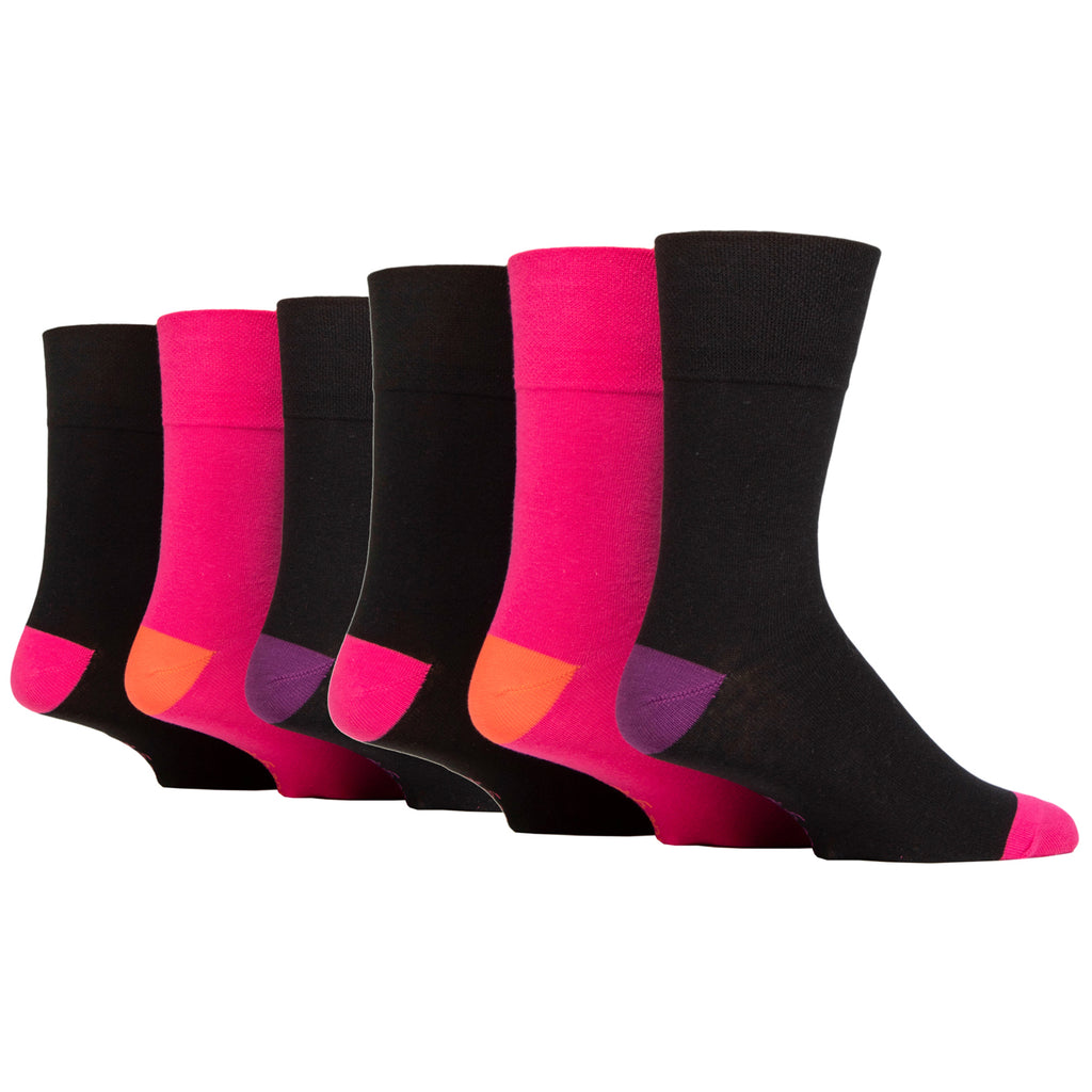 6 Pairs Men's Gentle Grip Colourburst Cotton Socks - Crazy Contrast