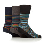 Load image into Gallery viewer, 3 Pairs Men's Cotton Socks -  Milano Stripe Black Mix