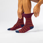 Load image into Gallery viewer, 3 Pairs Men's Cotton Socks - Simplicity Stripe Burgundy Mix