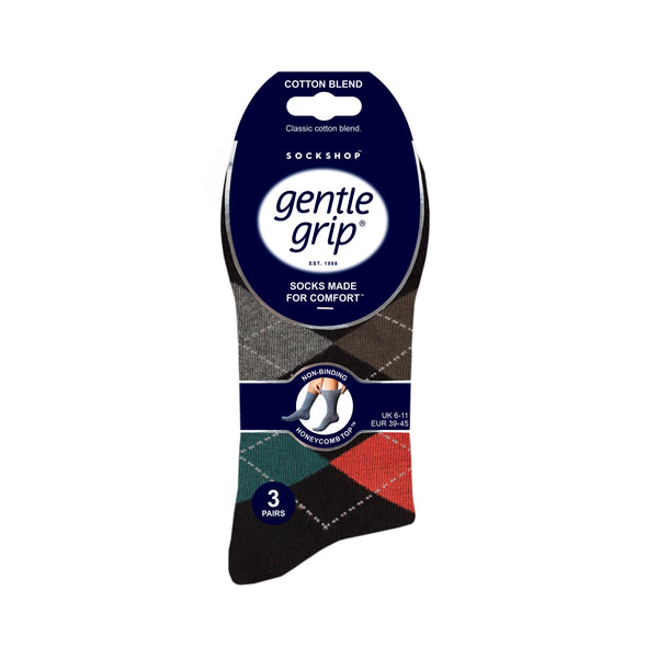 3 Paar Herren-Baumwollsocken mit Argyle-Muster - Rustikaler Mix