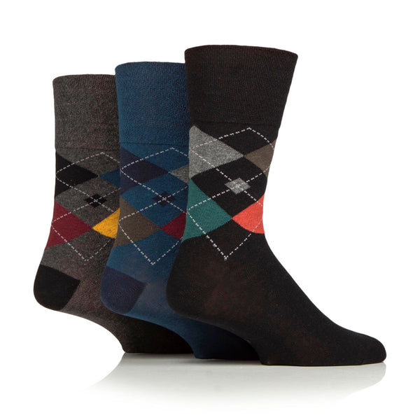 3 Paar Herren-Baumwollsocken mit Argyle-Muster - Rustikaler Mix