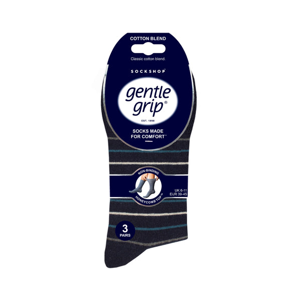 3 Pairs Men's Cotton Socks - Casual Pinstripe