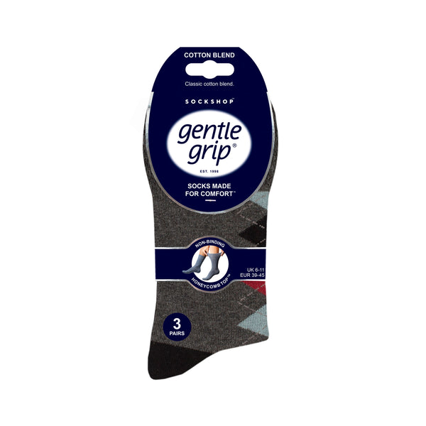 3 Pairs Men's Cotton Socks - Modernised Argyle