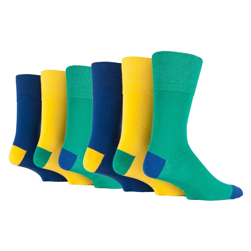6 Pairs Men's Gentle Grip Colourburst Cotton Socks - Leisure
