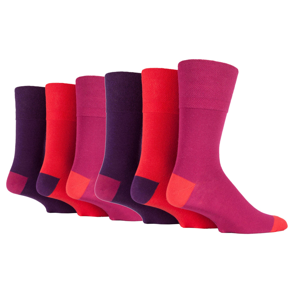 6 Pairs Men's Gentle Grip Colourburst Cotton Socks - Fiery