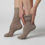 Load and play video in Gallery viewer, 3 Pairs Ladies Digital Dots Cotton Socks - Brown/Neutral