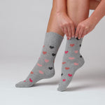 Load and play video in Gallery viewer, 3 Pairs Ladies Cotton Socks - Queen Of Hearts