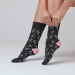 Load and play video in Gallery viewer, 3 Pairs Ladies Cotton Socks - Romance Purple/Grey